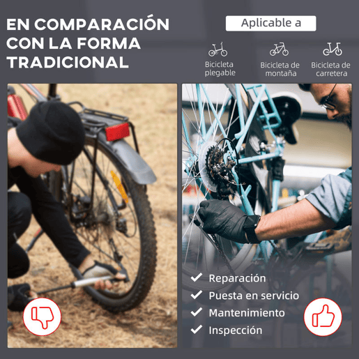 HOMCOM Suporte para Reparação de Bicicleta com Suporte para Ferramentas Altura Ajustável e Giratório 100x100x109 cm Preto