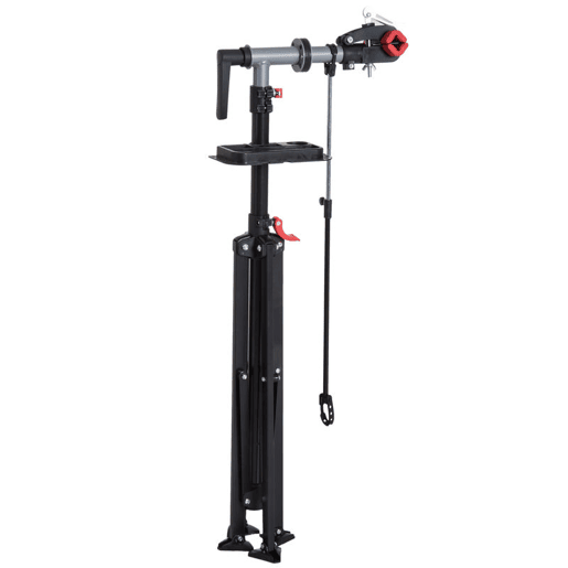 HOMCOM Suporte para Reparação de Bicicleta com Suporte para Ferramentas Altura Ajustável e Giratório 100x100x109 cm Preto