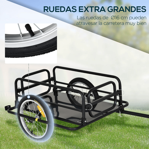 PawHut Reboque Trailer de bicicleta para carga de 450 kg Carregamento de Bagagem Armação de aço Leve com refletores