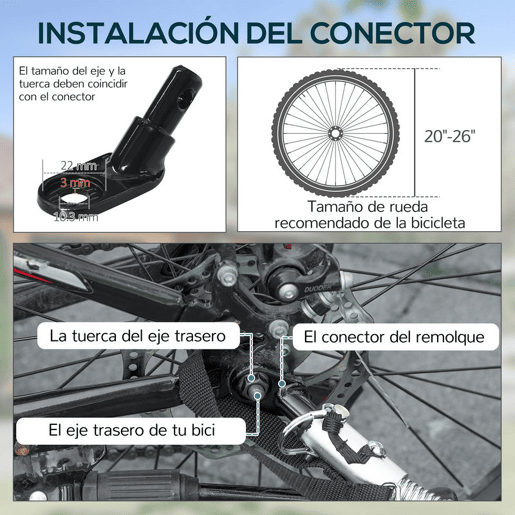 PawHut Reboque Trailer de bicicleta para carga de 450 kg Carregamento de Bagagem Armação de aço Leve com refletores