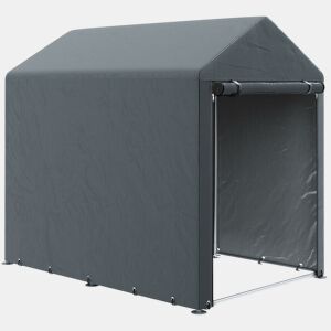 Outsunny Abrigo para Ferramentas Bicicletas e Motos 1,2x1,8x1,65 m Garagem Portátil com 2 Habitações Porta com Fecho de Correr Impermeável Anti-UV para Jardim Cinza Escuro