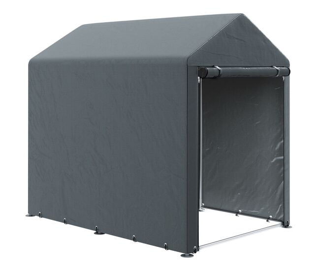 Outsunny carpa de jardín exterior para herramientas bicicletas 1,2x1,8x1,65 m, cobertizo exterior con 2 habitaciones, puerta enrollable con cremallera