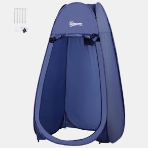 Outsunny Tenda de Duche para Campismo Dobrável Pop UP Tenda de Privacidade com proteção UV e Tecido Impermeável 100x100x185cm Azul Escuro