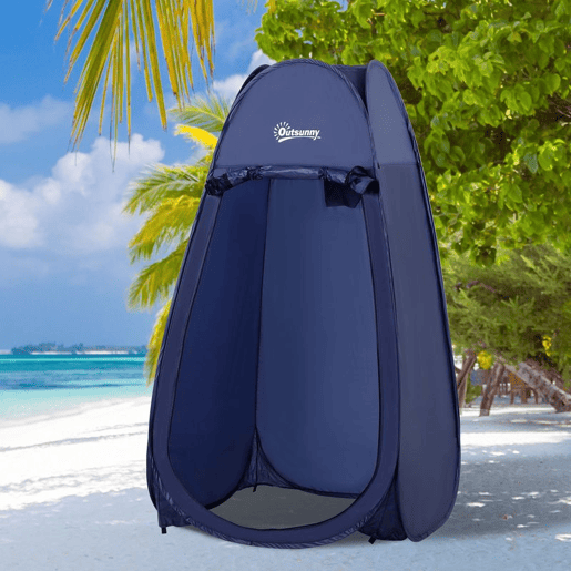 Outsunny Tenda de Duche para Campismo Dobrável Pop UP Tenda de Privacidade com proteção UV e Tecido Impermeável 100x100x185cm Azul Escuro