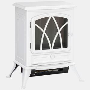 HOMCOM Lareira Elétrica Portátil Lareira Elétrica com Efeito de Chama Realista Potência 1000W2000W 45x28,5x54 cm Branco