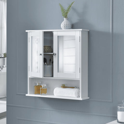 Móvel de parede para casa de banho MDF 58x56x13cm - Branco en.casa
