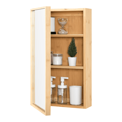 Móvel de casa de banho Ikorfat com espelho prateleiras reguláveis bambu 61 x 35 x 14 cm natural en.casa