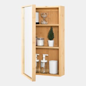 Móvel de casa de banho Ikorfat com espelho prateleiras reguláveis bambu 61 x 35 x 14 cm natural en.casa