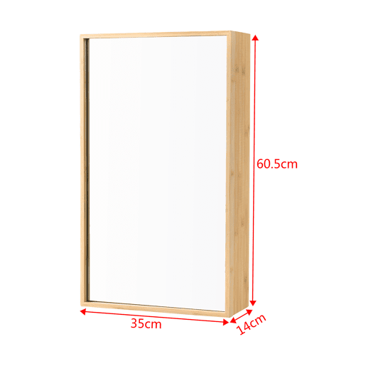 Móvel de casa de banho Ikorfat com espelho prateleiras reguláveis bambu 61 x 35 x 14 cm natural en.casa