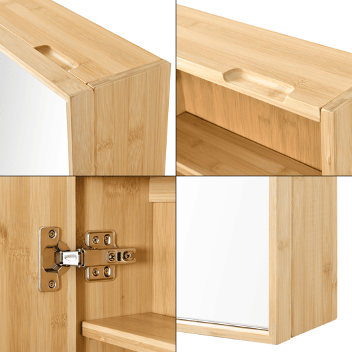 Móvel de casa de banho Ikorfat com espelho prateleiras reguláveis bambu 61 x 35 x 14 cm natural en.casa