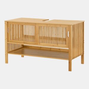 Móvel de apoio Hvaler com portas de correr e 1 prateleira bambu 60 x 100 x 45 cm - Natural en.casa