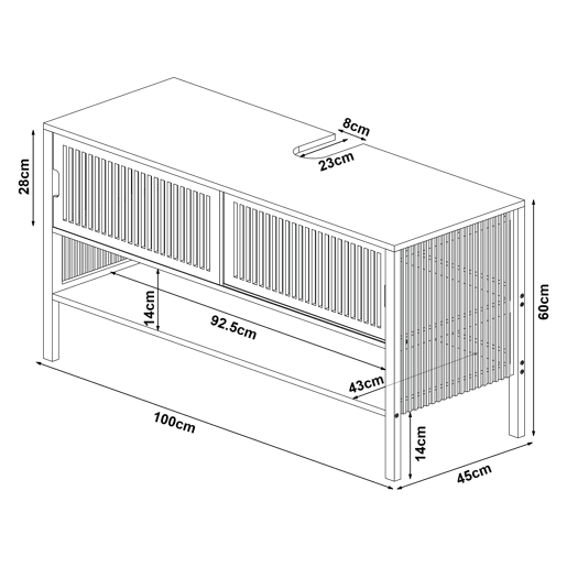 Móvel de apoio Hvaler com portas de correr e 1 prateleira bambu 60 x 100 x 45 cm - Natural en.casa