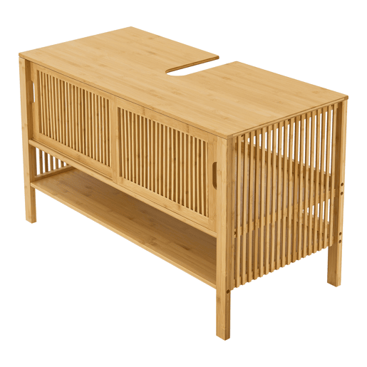 Móvel de apoio Hvaler com portas de correr e 1 prateleira bambu 60 x 100 x 45 cm - Natural en.casa