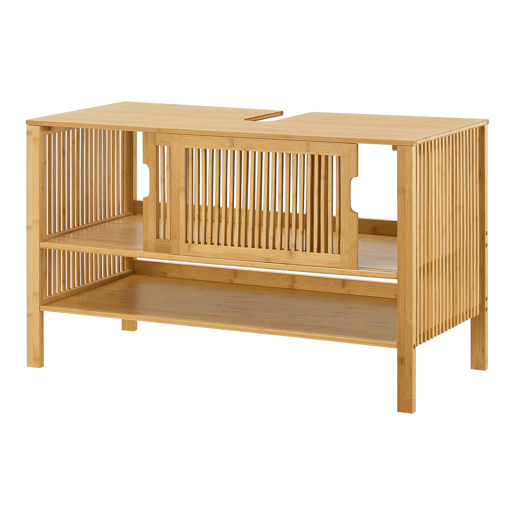 Móvel de apoio Hvaler com portas de correr e 1 prateleira bambu 60 x 100 x 45 cm - Natural en.casa