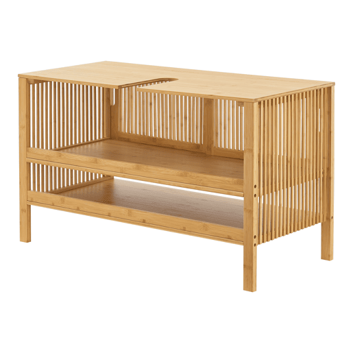 Móvel de apoio Hvaler com portas de correr e 1 prateleira bambu 60 x 100 x 45 cm - Natural en.casa