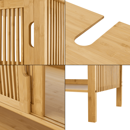 Móvel de apoio Hvaler com portas de correr e 1 prateleira bambu 60 x 100 x 45 cm - Natural en.casa