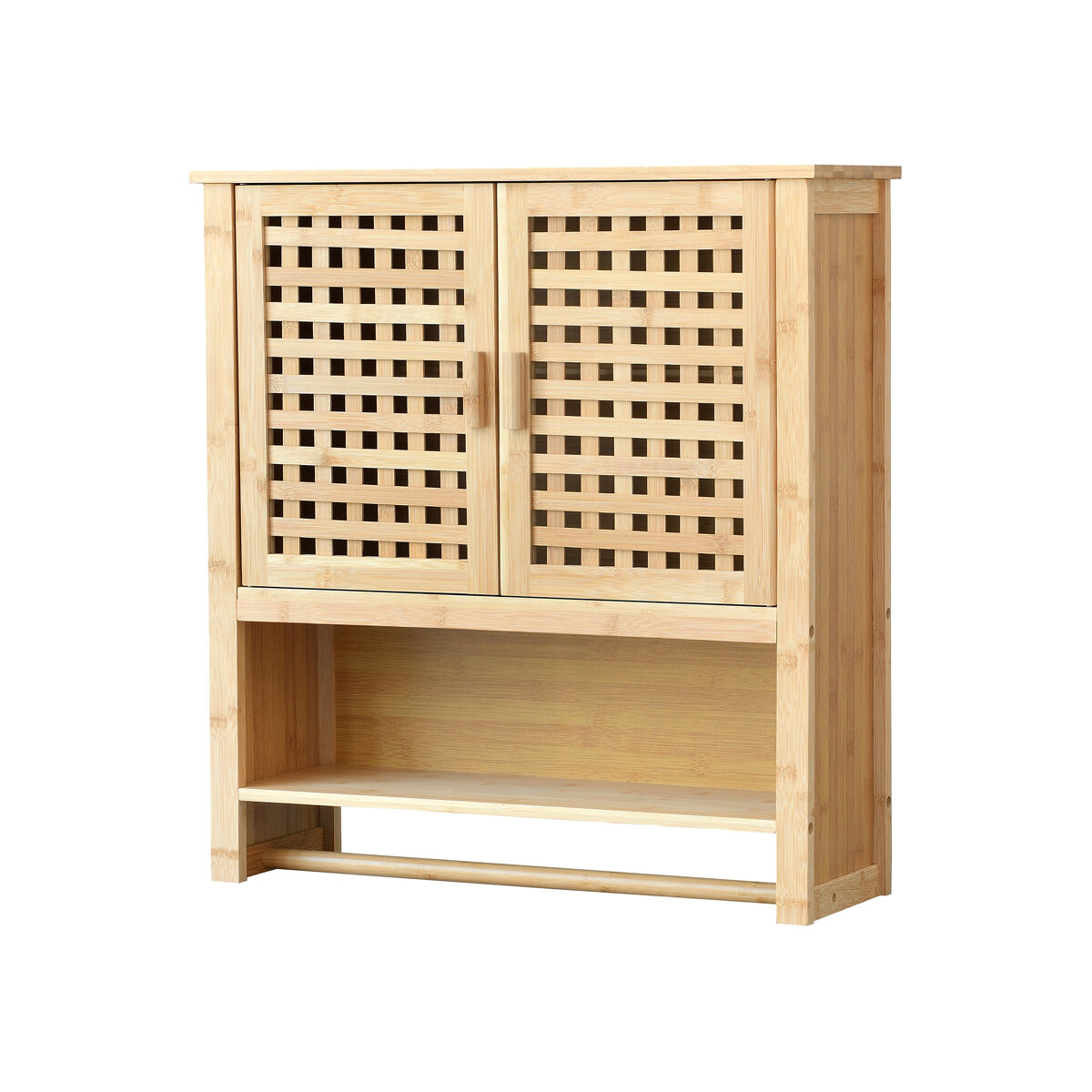 Mueble de pared para baño borlänge puertas enrejadas bambú 66 x 62 x 20 cm natural [en.casa]