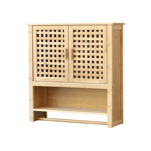 Móvel de casa de banho Borlänge portas em treliça de bambu 66 x 62 x 20 cm natural en.casa