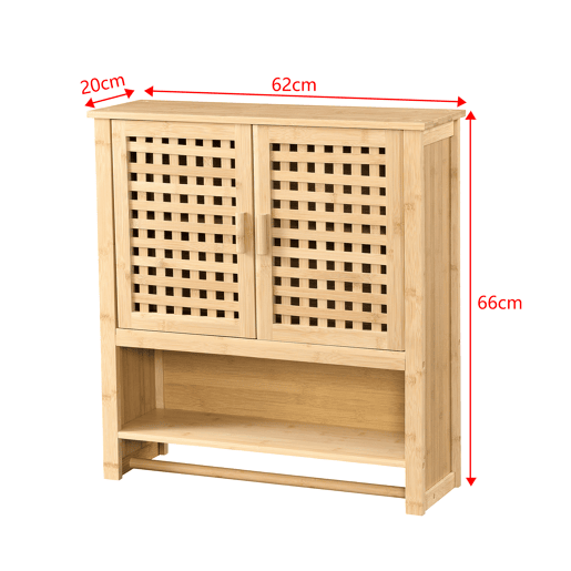Móvel de casa de banho Borlänge portas em treliça de bambu 66 x 62 x 20 cm natural en.casa