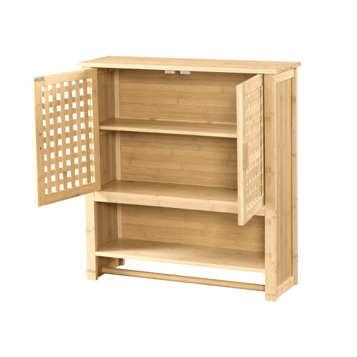 Móvel de casa de banho Borlänge portas em treliça de bambu 66 x 62 x 20 cm natural en.casa