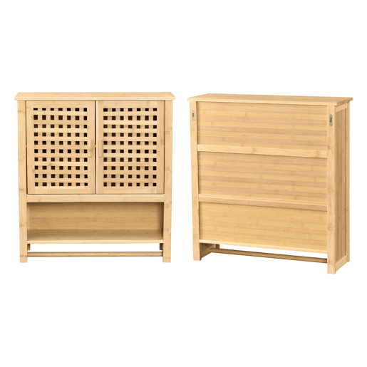 Móvel de casa de banho Borlänge portas em treliça de bambu 66 x 62 x 20 cm natural en.casa