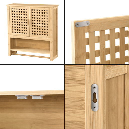 Móvel de casa de banho Borlänge portas em treliça de bambu 66 x 62 x 20 cm natural en.casa