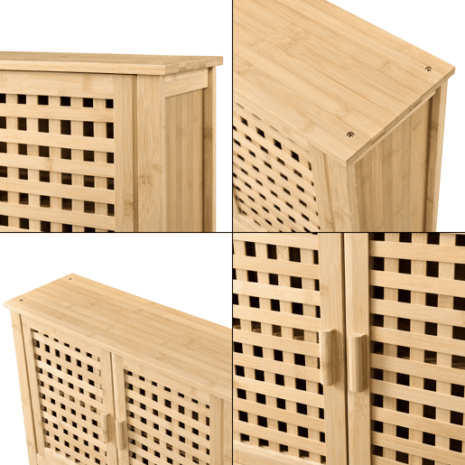 Móvel de casa de banho Borlänge portas em treliça de bambu 66 x 62 x 20 cm natural en.casa
