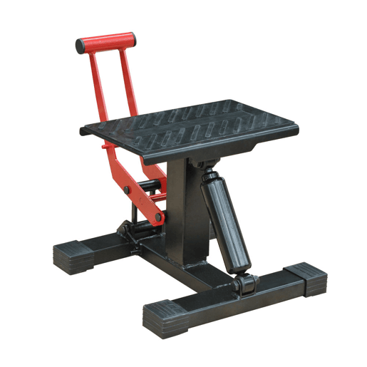 HOMCOM Plataforma Elevadora para Motocicletas Universal com Altura Ajustável para Estacionar ou Reparar Carga Máxima 150 kg 28x17,5x24,5-35,5 cm Preto e Vermelho