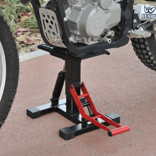 HOMCOM Plataforma Elevadora para Motocicletas Universal com Altura Ajustável para Estacionar ou Reparar Carga Máxima 150 kg 28x17,5x24,5-35,5 cm Preto e Vermelho