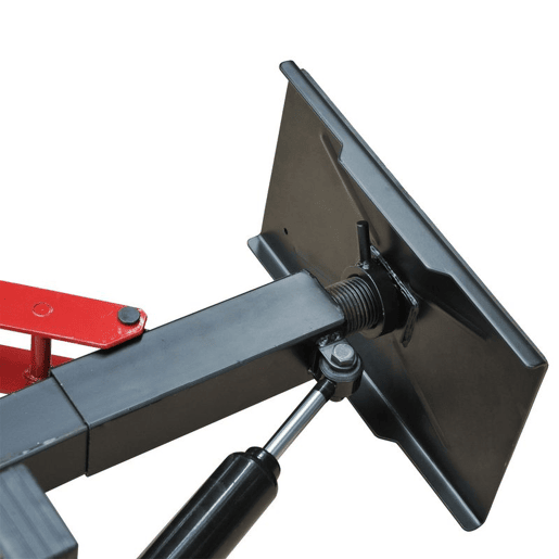 HOMCOM Plataforma Elevadora para Motocicletas Universal com Altura Ajustável para Estacionar ou Reparar Carga Máxima 150 kg 28x17,5x24,5-35,5 cm Preto e Vermelho