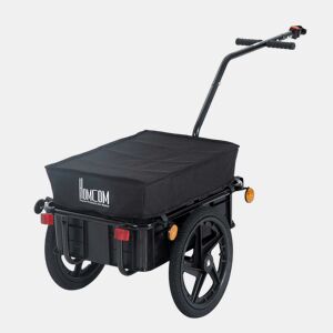 HOMCOM Reboque de Bicicleta Carga 40kg com Capa em Tecido Oxford Refletores Estrutura em Aço e Alças para Bagagem 144x59x80 cm Preto