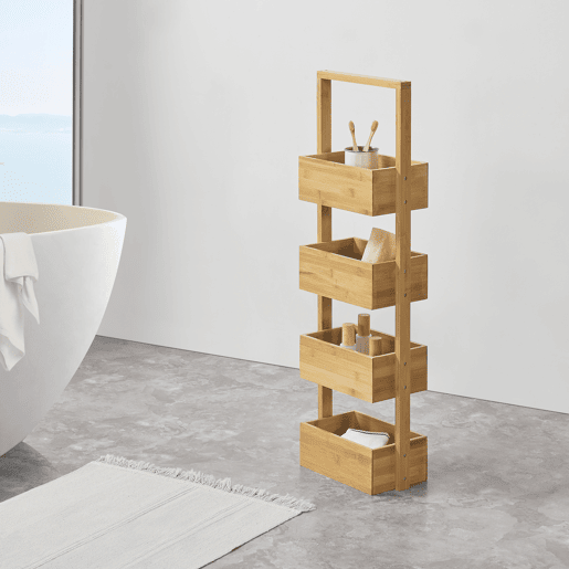 Estante de bambu com 4 prateleiras Bardu 28 x 16 x 88 cm en.casa