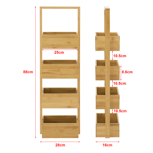 Estante de bambu com 4 prateleiras Bardu 28 x 16 x 88 cm en.casa