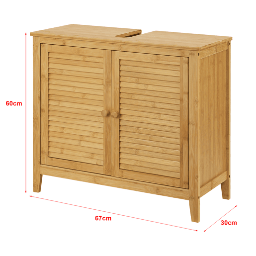Móvel de apoio Värmdö com 2 portas em bambu 60 x 67 x 30 cm natural en.casa