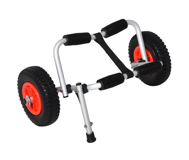 Homcom carro de transporte plegable para kayak carga 75 kg aluminio ajuste universal con ruedas para canoa embarcación 57,5x33x24 cm plata