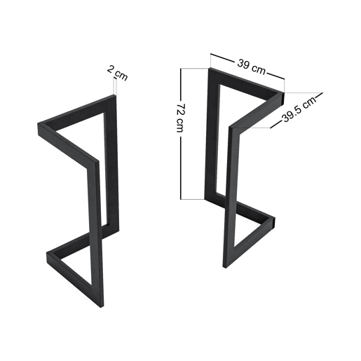 Conjunto de 2 pernas de mesa Kaskinen em aço em forma de V 72x40x39cm - Preto en.casa