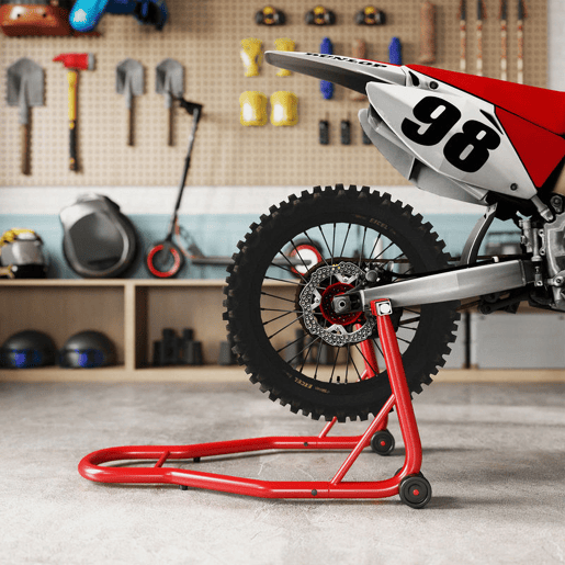 HomCom Descanso de Mota Suporte Traseiro Universal Portátil e Móvel u2013 Cor Vermelho u2013 Aço u2013 80 x 50 x 40 cm