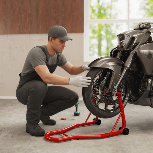 HomCom Descanso de Mota Suporte Traseiro Universal Portátil e Móvel u2013 Cor Vermelho u2013 Aço u2013 80 x 50 x 40 cm