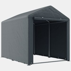 Outsunny Abrigo para Ferramentas Bicicletas e Motos 1,6x2,2x1,7 cm Garagem Portátil com 2 Habitações Porta com Fecho de Correr Impermeável Anti-UV para Jardim Cinza Escuro