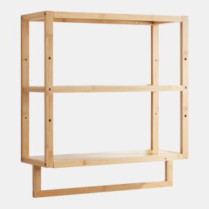 Prateleira de parede Östra de 3 níveis com toalheiro em bambu 59 x 52 x 21 cm - Natural en.casa