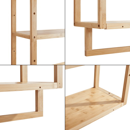 Prateleira de parede Östra de 3 níveis com toalheiro em bambu 59 x 52 x 21 cm - Natural en.casa