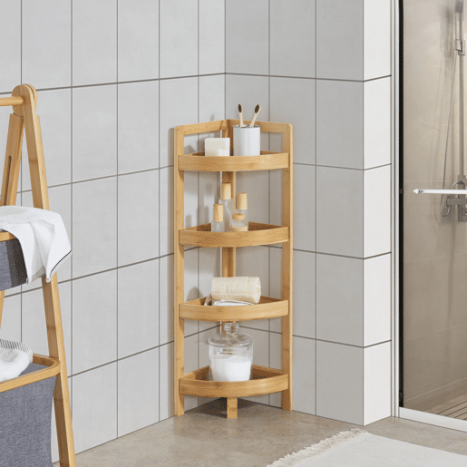 Prateleira Lestijärvi de canto em bambu 4 níveis 80 x 23 x 23 cm natural en.casa