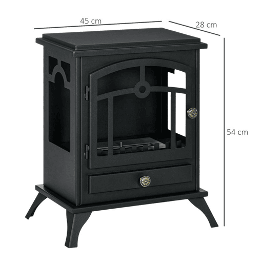 HOMCOM Lareira de Bioetanol Lareira de Bioetanol de Pé com Depósito de 0,9 L Apagador de Chamas de Aço Inoxidável Tempo de Combustão 3H para Interiores 20-25 m² 45x28x54 cm Preto