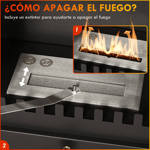 HOMCOM Lareira de Bioetanol Lareira de Bioetanol de Pé com Depósito de 0,9 L Apagador de Chamas de Aço Inoxidável Tempo de Combustão 3H para Interiores 20-25 m² 45x28x54 cm Preto