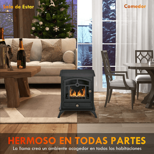 HOMCOM Lareira de Bioetanol Lareira de Bioetanol de Pé com Depósito de 0,9 L Apagador de Chamas de Aço Inoxidável Tempo de Combustão 3H para Interiores 20-25 m² 45x28x54 cm Preto