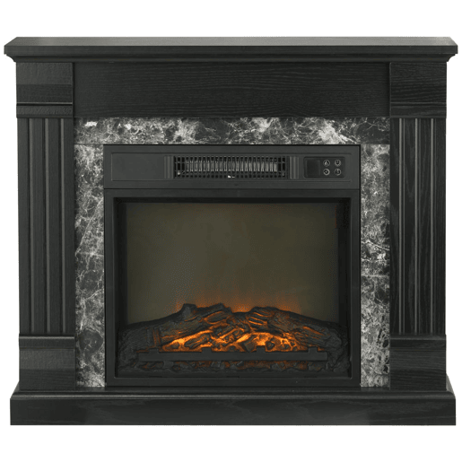 HOMCOM Lareira Elétrica 1800W Lareira com Efeito de Chama Realista Controlo Remoto Temporizador e Proteção Contra Superaquecimento para Ambientes de 30 m² 80x21,6x67,8 cm Preto