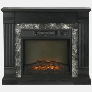 HOMCOM Lareira Elétrica 1800W Lareira com Efeito de Chama Realista Controlo Remoto Temporizador e Proteção Contra Superaquecimento para Ambientes de 30 m² 80x21,6x67,8 cm Preto