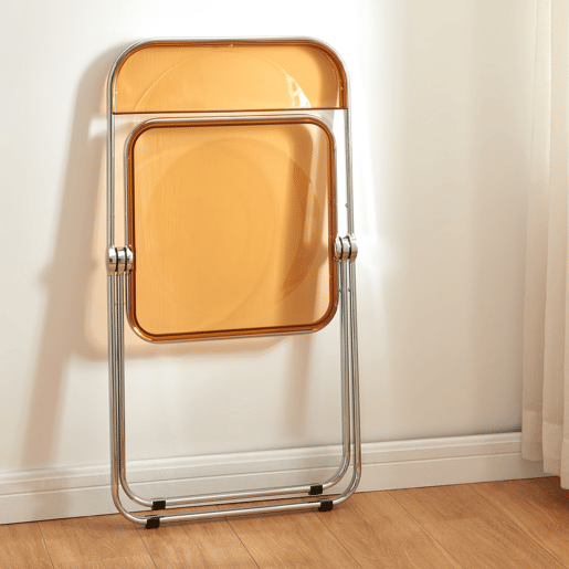 Cadeira dobrável Pornainen aço cromado transparente 74x46x47 cm Laranja - en.casa