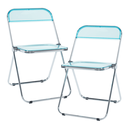 Cadeira dobrável Pornainen aço cromado transparente 74x46x47 cm Azul claro - en.casa