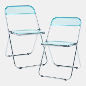Cadeira dobrável Pornainen aço cromado transparente 74x46x47 cm Azul claro - en.casa